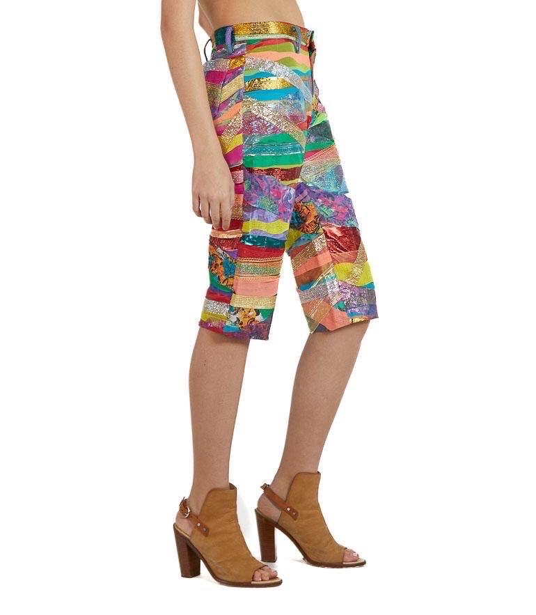Women's 1990S ISSEY MIYAKE Multicolor Polyester Heat-Set Ribbon Short Pants For Sale