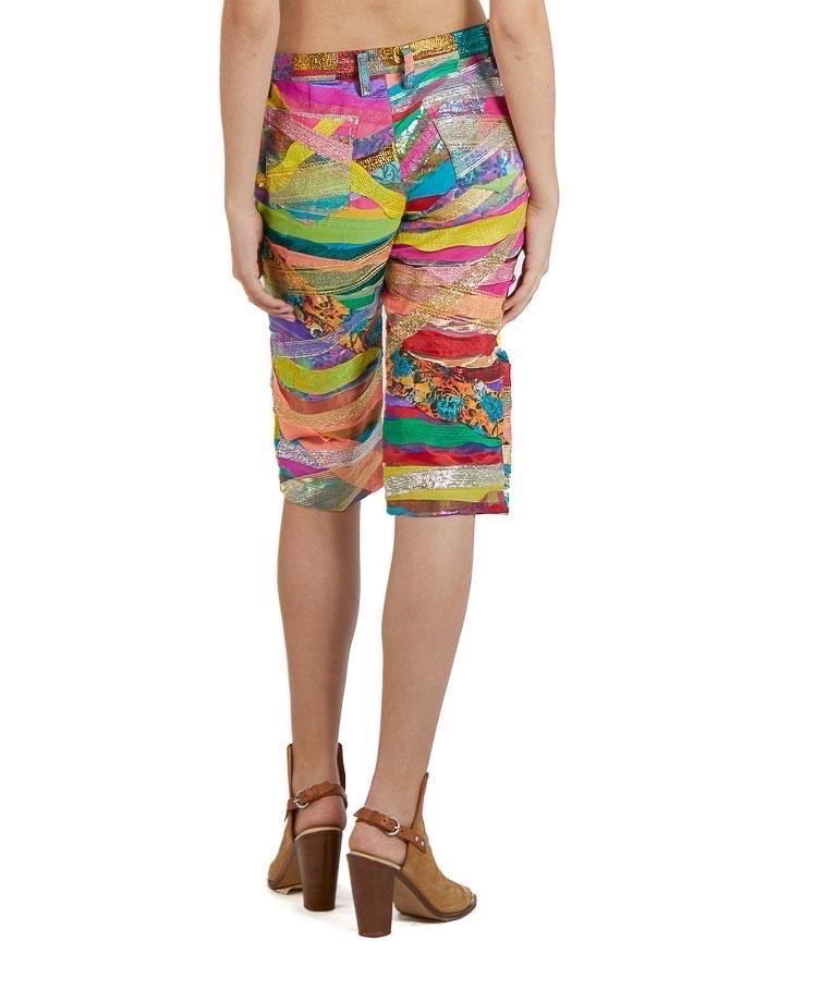 1990S ISSEY MIYAKE Multicolor Polyester Heat-Set Ribbon Short Pants For Sale 1