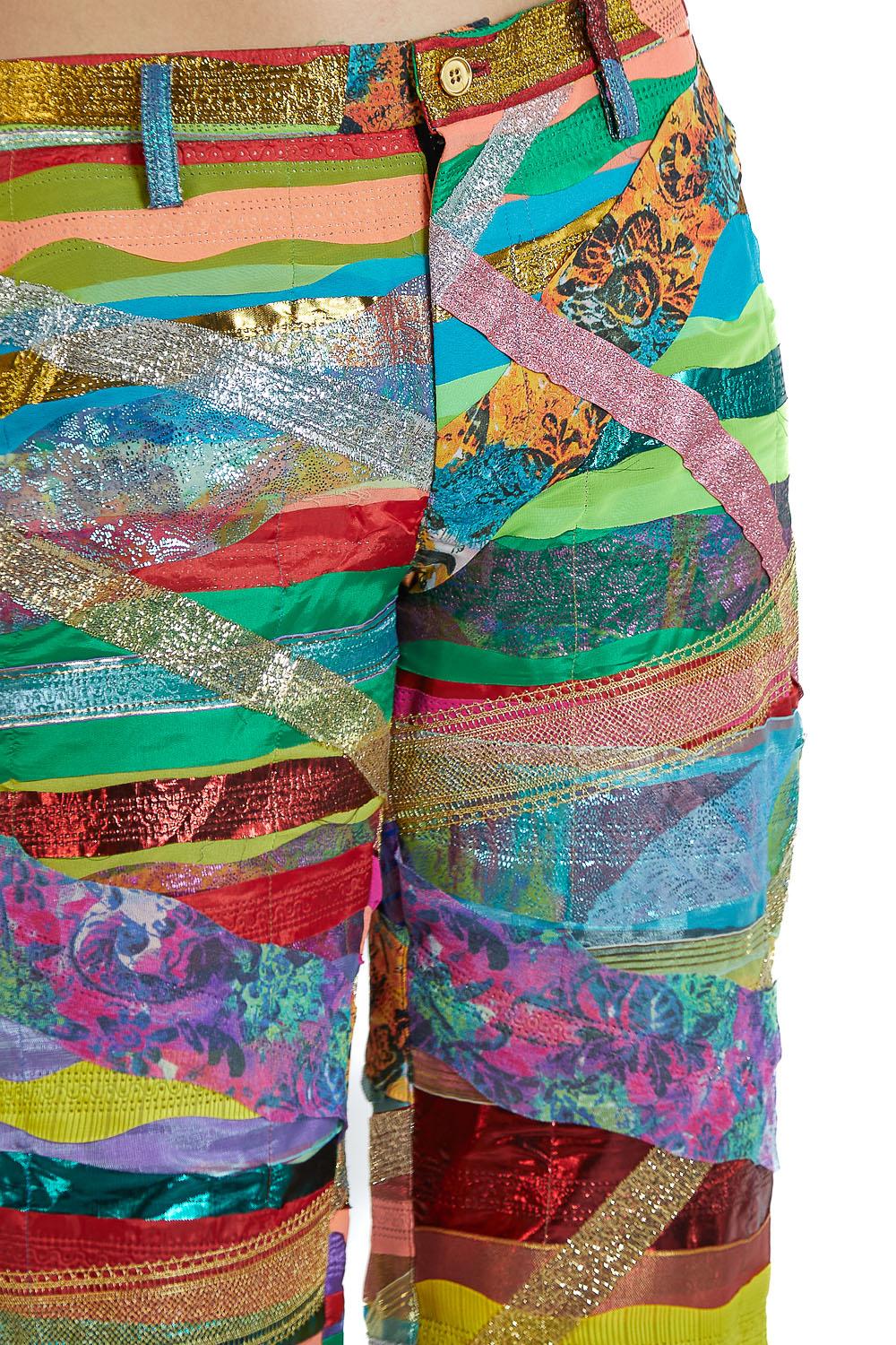 1990S ISSEY MIYAKE Multicolor Polyester Heat-Set Ribbon Short Pants For Sale 3