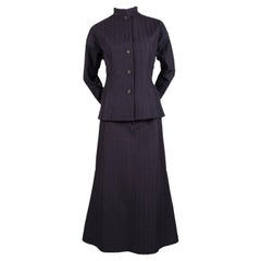 1990er Jahre ISSEY MIYAKE Marineblaue Jacke und Rock mit Steppnähten