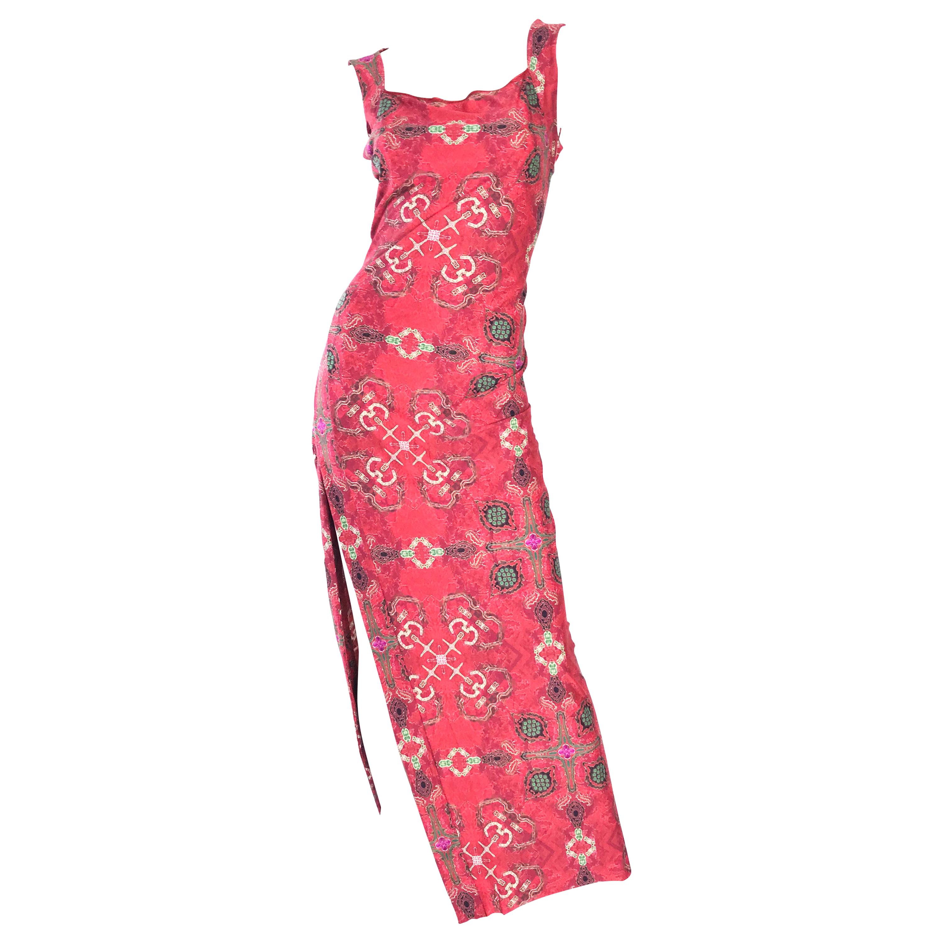 1990s Issey Miyake Pink Printed Dress