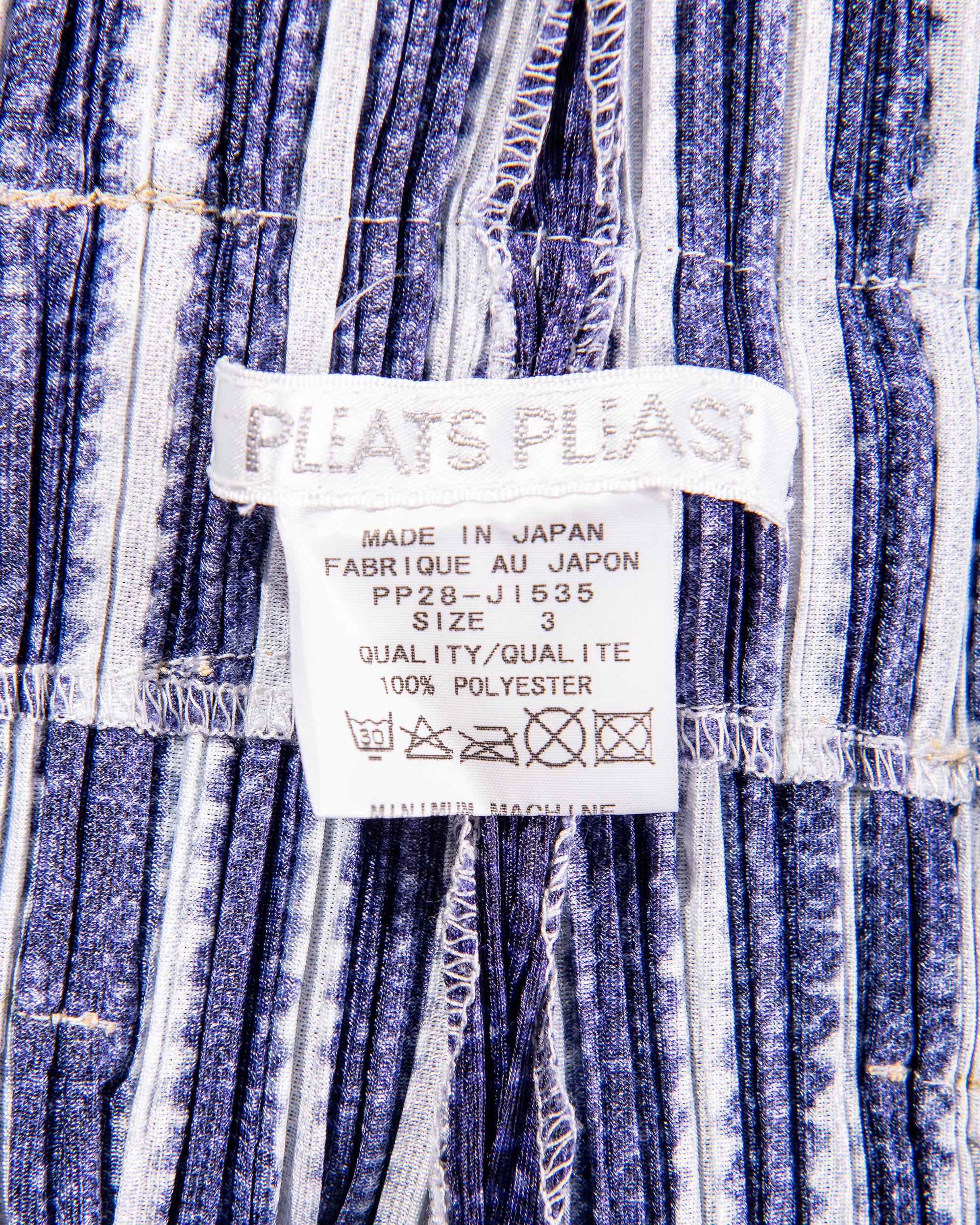 1990's Issey Miyake Pleated Blue and White Overalls 4