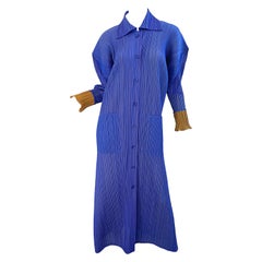 1990s Issey Miyake Pleats Please Blue + Marigold Avant Garde Duster Jacket Sz 3