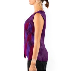 1990S ISSEY MIYAKE PLEATS PLEASE Purple Polyester Geometric Patchwork Top