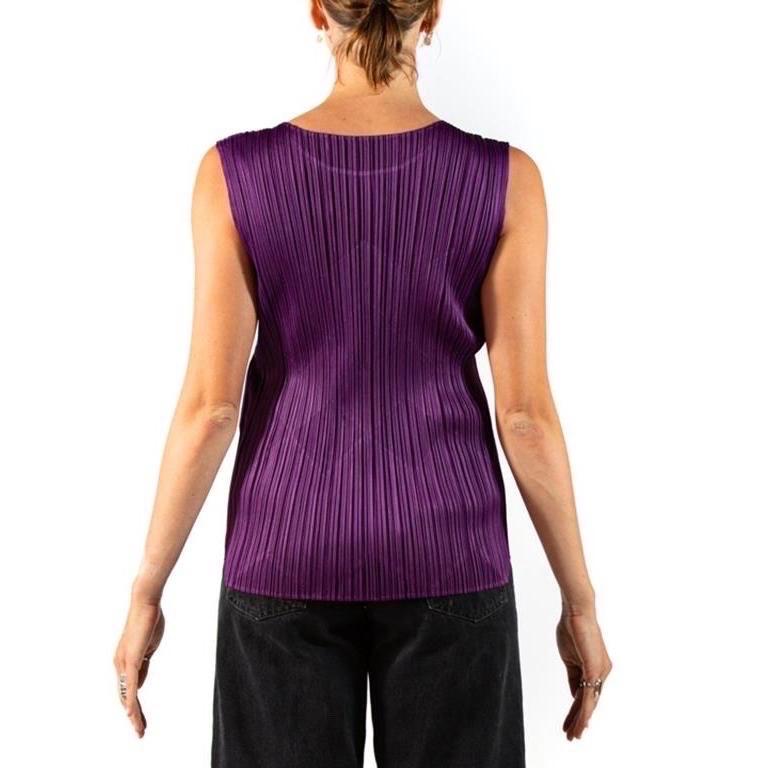 1990S ISSEY MIYAKE PLEATS PLEASE Purple Polyester Geometric Patchwork Top For Sale 1