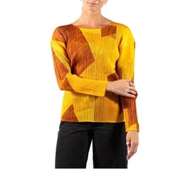 1990S ISSEY MIYAKE PLEATS PLEASE Yellow Geometric Polyester Top