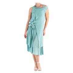 1990S ISSEY MIYAKE Powdered Blue Cotton Bow Tie Front Dress
