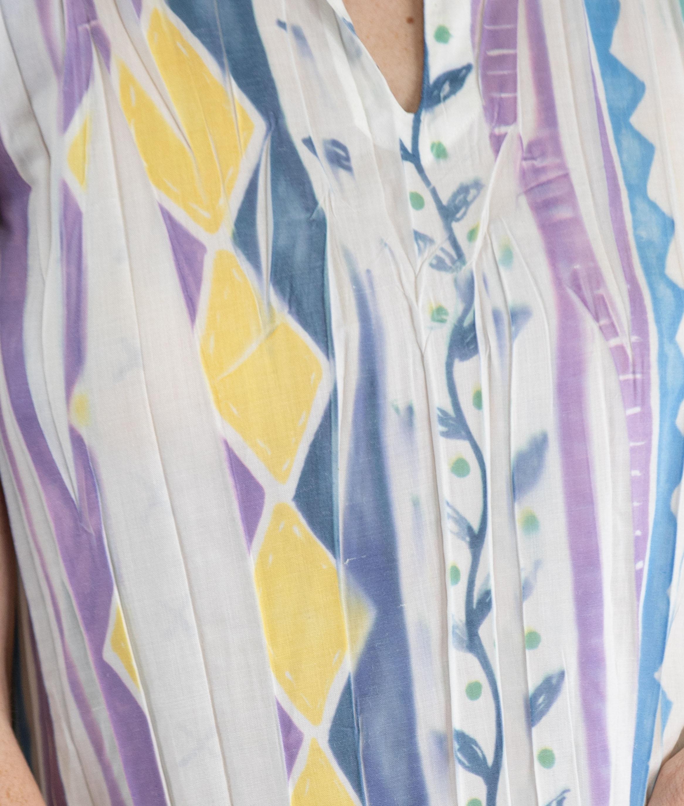 1990S ISSEY MIYAKE Robe de ligne géométrique plissée en polyamide bleu violet en vente 6