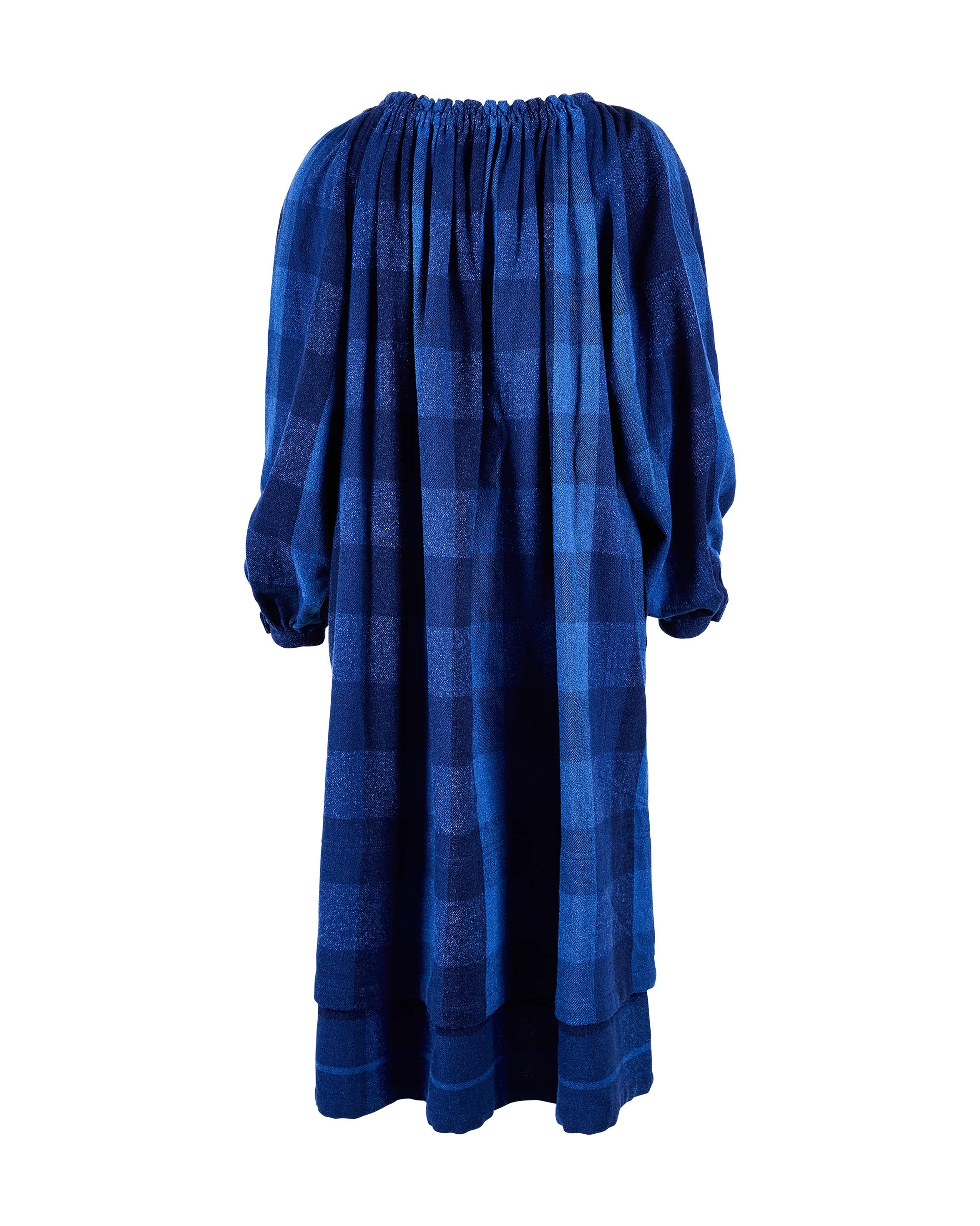 Black 1990's Issey Miyake 'Sport' Tartan Print Blue Dress