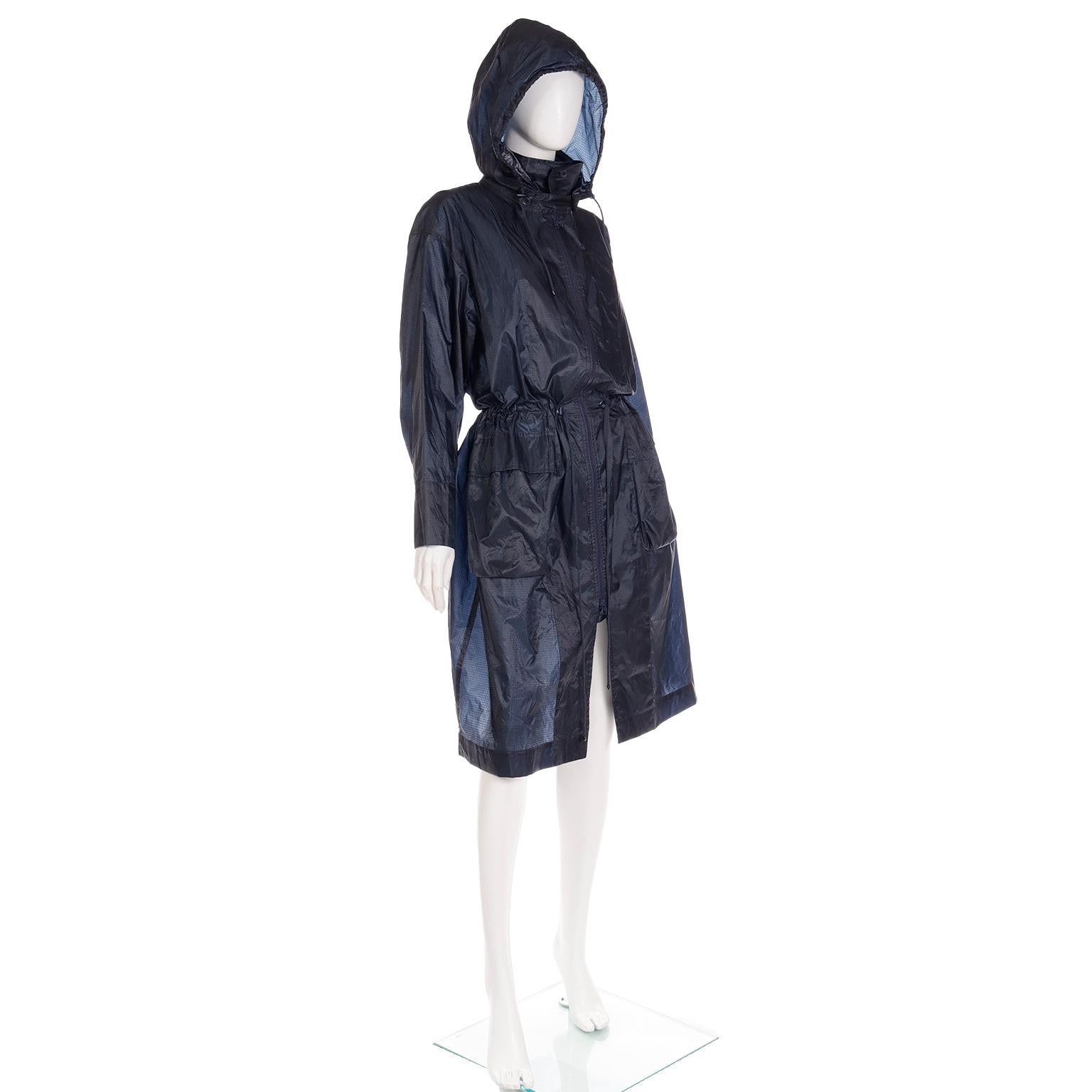 Women's or Men's 1990s Issey Miyake Vintage Windcoat With Hood Converts into Bag