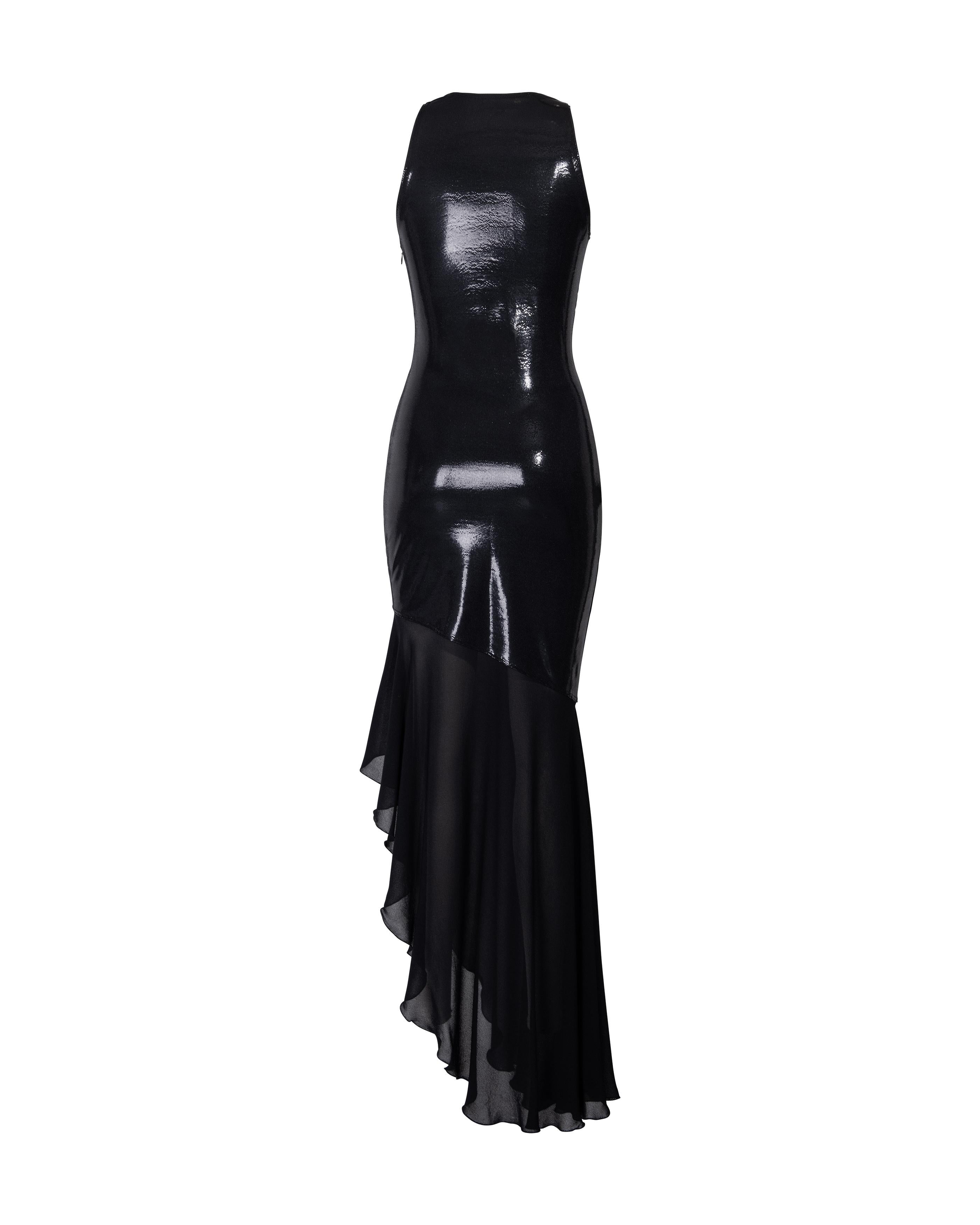 Women's 1990's Istante by Versace Metallic Black Faux Snakeskin Gown