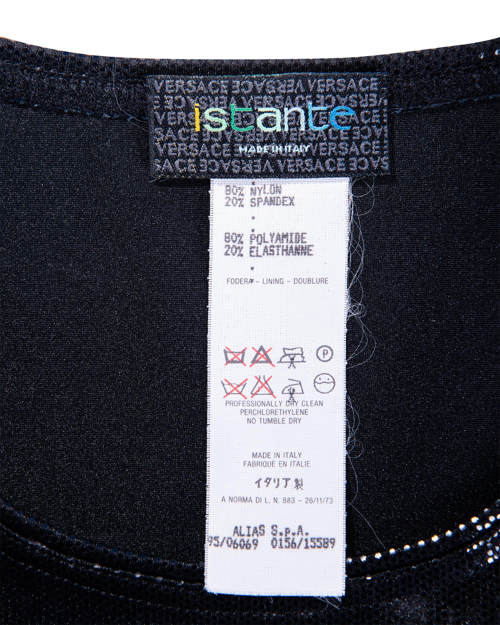 1990's Istante by Versace Metallic Black Faux Snakeskin Skirt Set 6