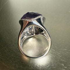 1990s Italian Artisanal  Amethyst Stone White Gold Ring