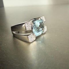 1990s Italian Artisanal Aquamarine White Gold Ring
