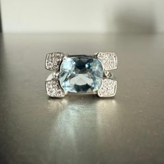 1990s Italian Artisanal Aquamarine White Gold Ring