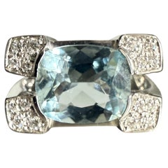 1990s Italian Artisanal Aquamarine White Gold Ring
