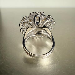 1990s Italian Artisanal Flower White Gold Ring