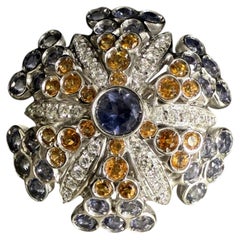 1990s Italian Artisanal Flower White Gold Ring