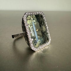 1990s Italian Artisanal Prasiolite White Gold Ring
