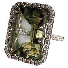 1990s Italian Artisanal Prasiolite White Gold Ring