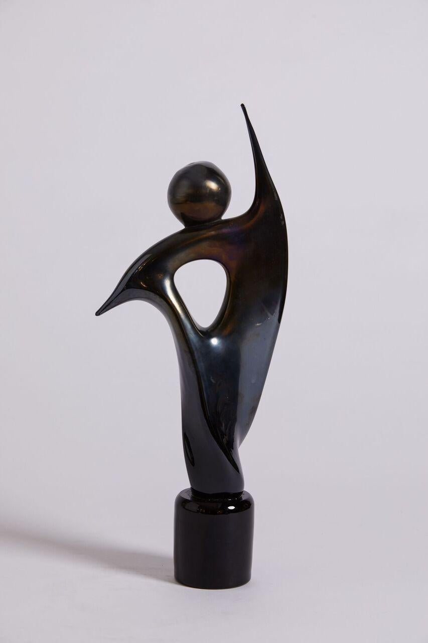 Late 20th Century 1990s Italian Black Murano Glass Abstract Sculpture