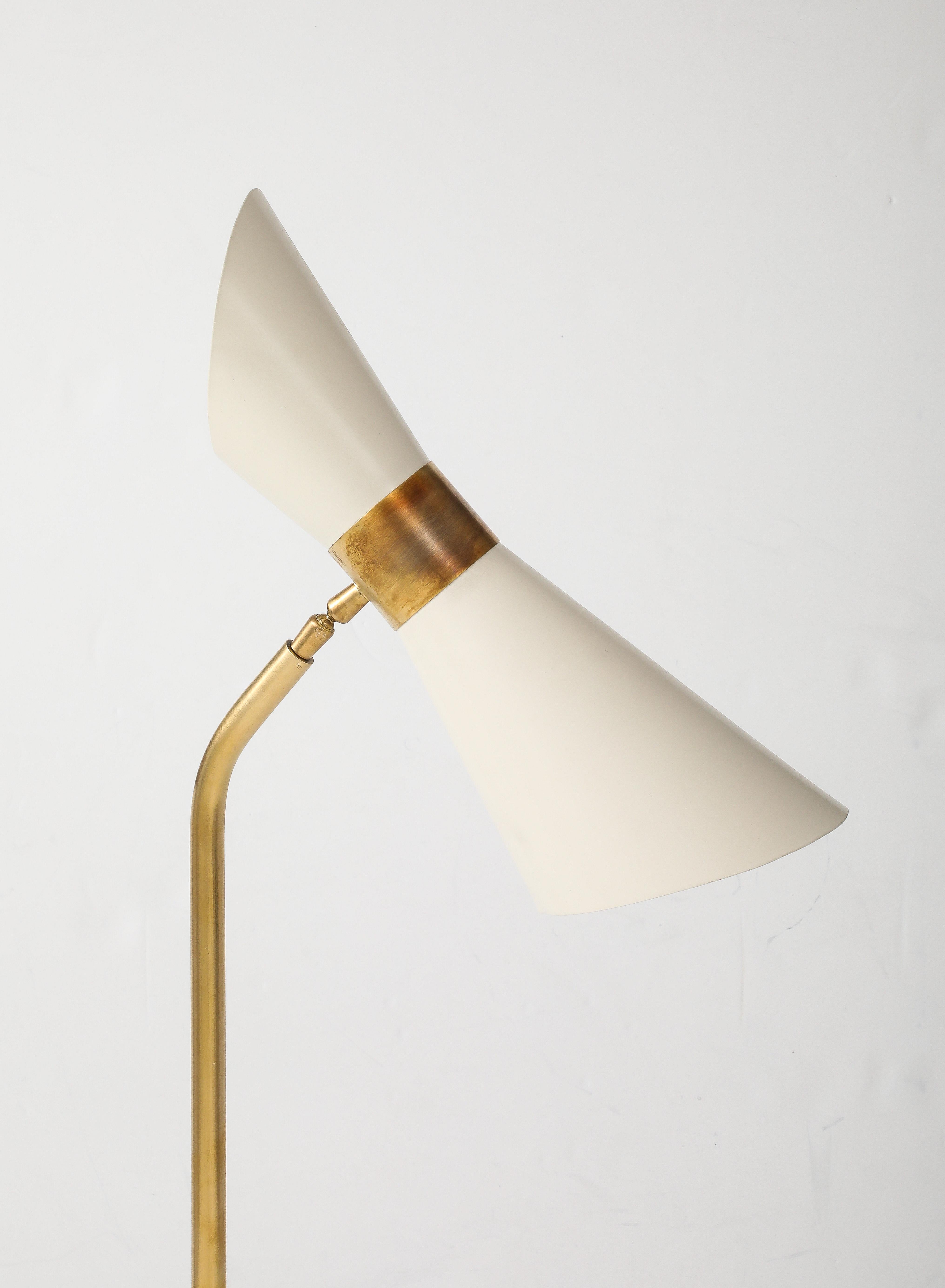 1990's Italian Brass Floor Lamp With Double Cone Shade 10
