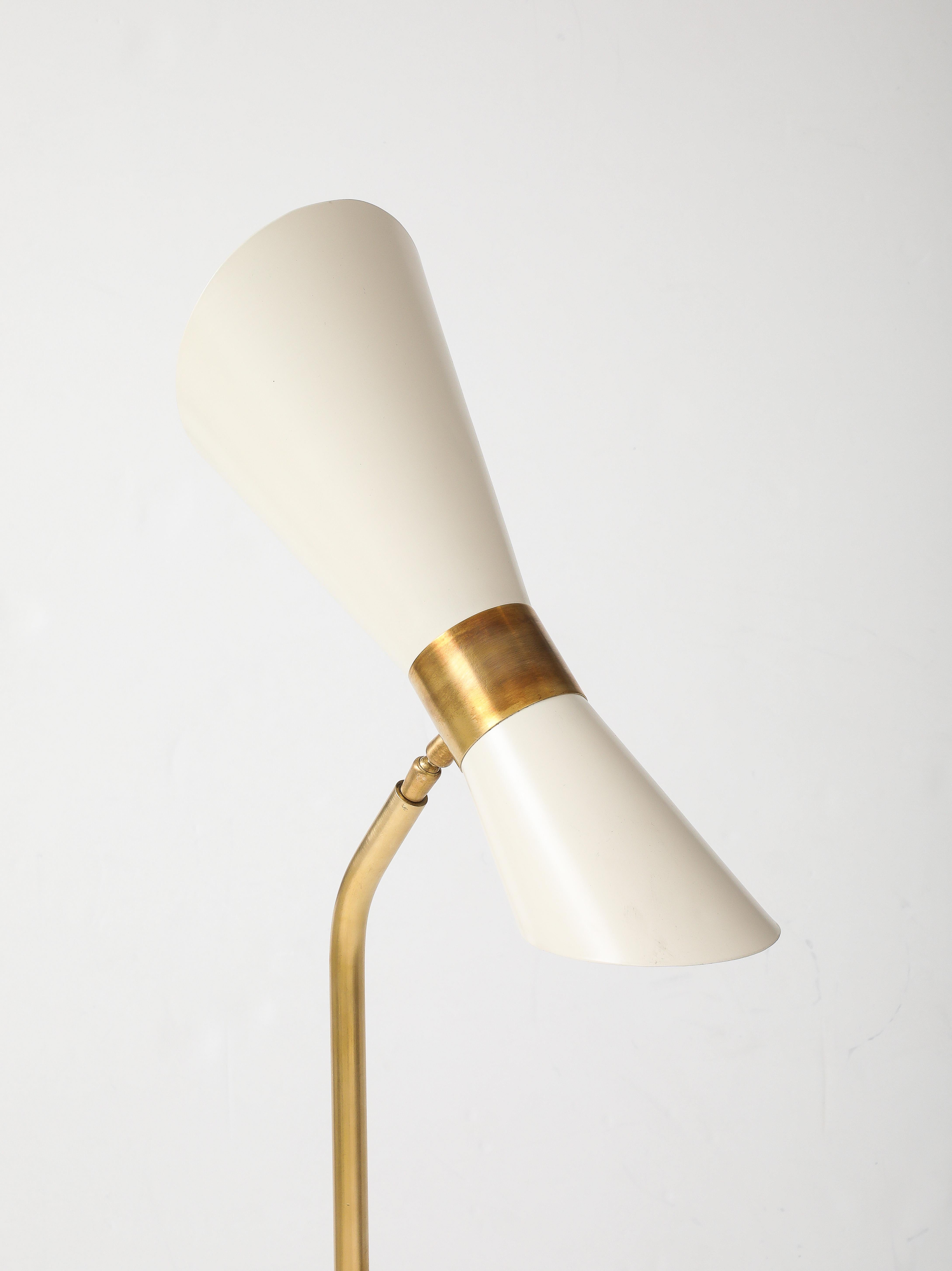 Late 20th Century 1990's Italian Brass Floor Lamp With Double Cone Shade