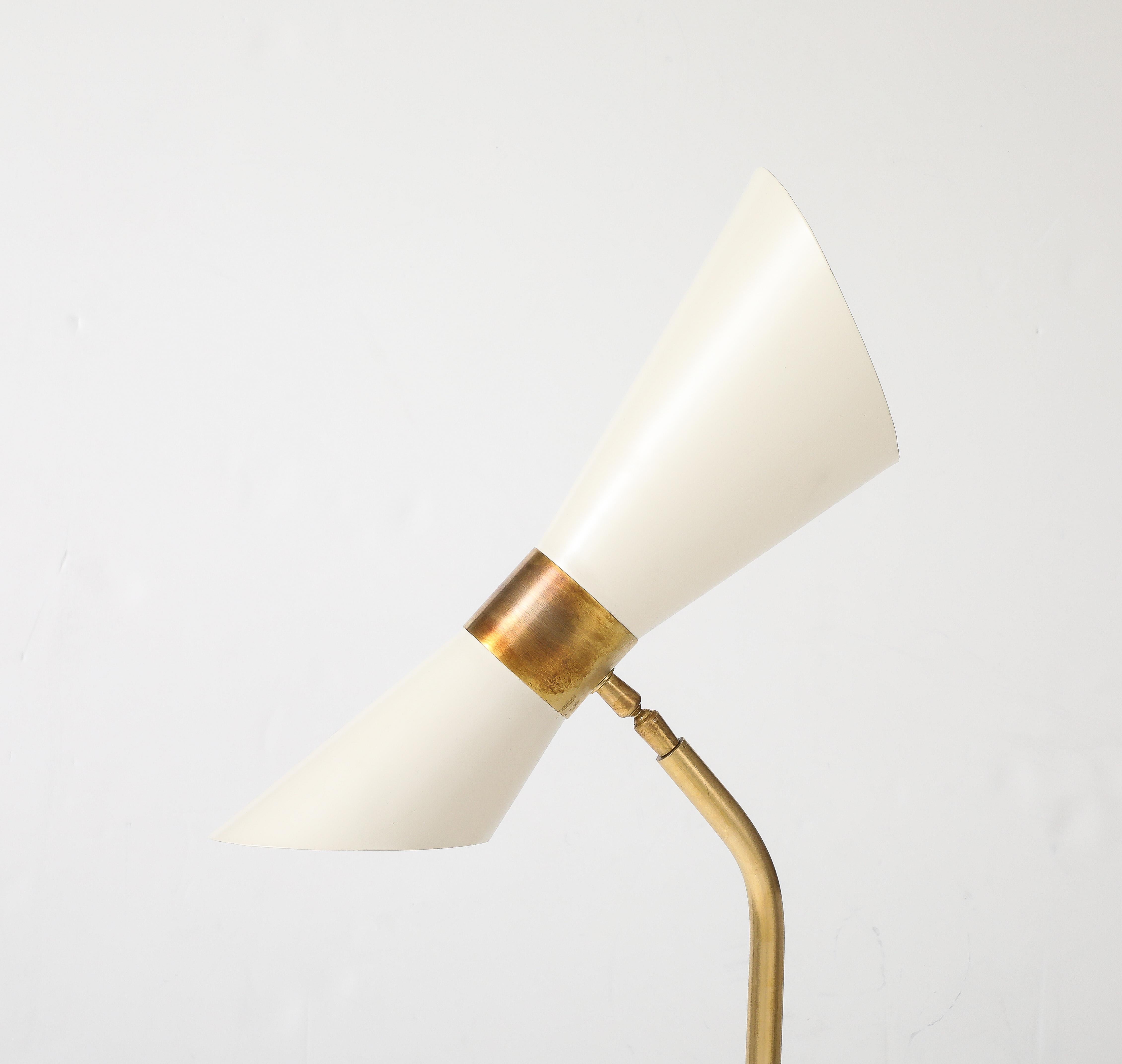 1990's Italian Brass Floor Lamp With Double Cone Shade 1