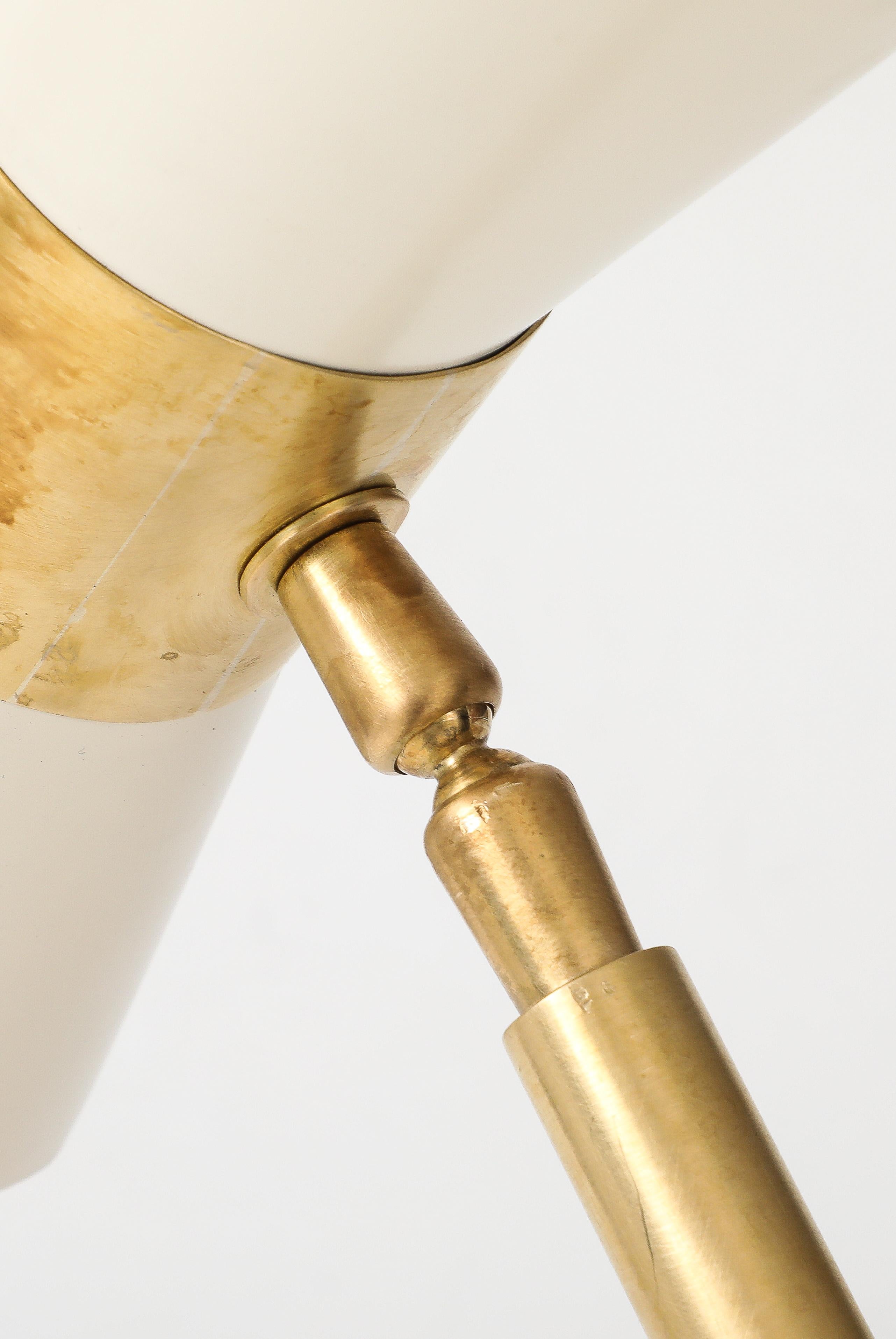 1990's Italian Brass Floor Lamp With Double Cone Shade 2