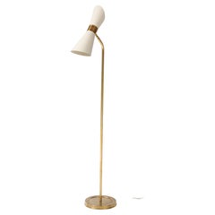 1990's Italian Brass Floor Lamp With Double Cone Shade