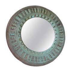 1990s Italian ceramic art mirror