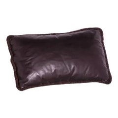 1990s Italian Chocolate Brown Leather Accent Pillow with Chenille Cord Trim