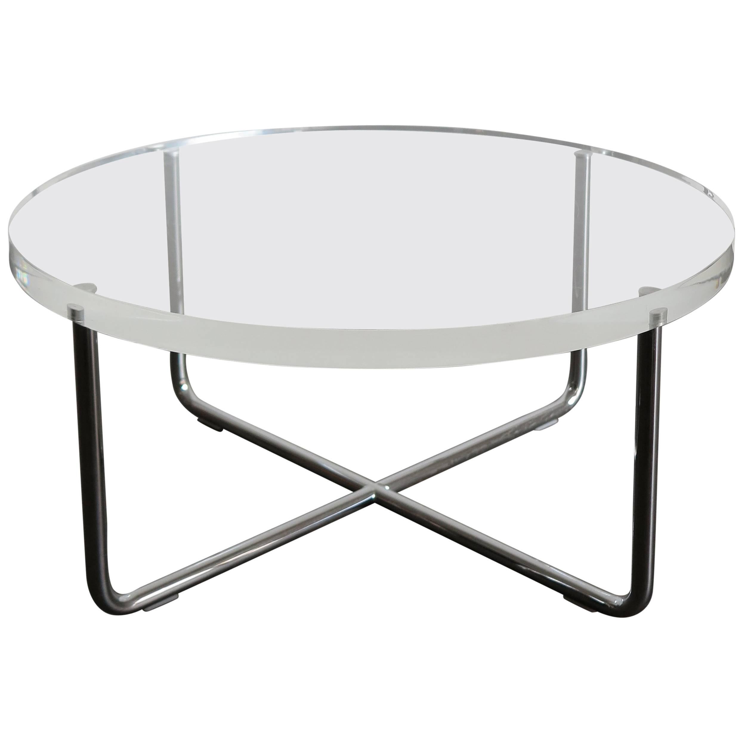 1990s Italian Circular Plexiglass Modern Coffee Table Produced by Minotti