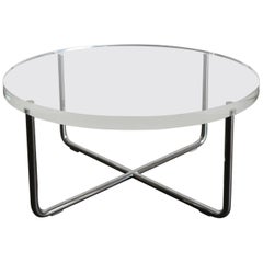 Vintage 1990s Italian Circular Plexiglass Modern Coffee Table Produced by Minotti