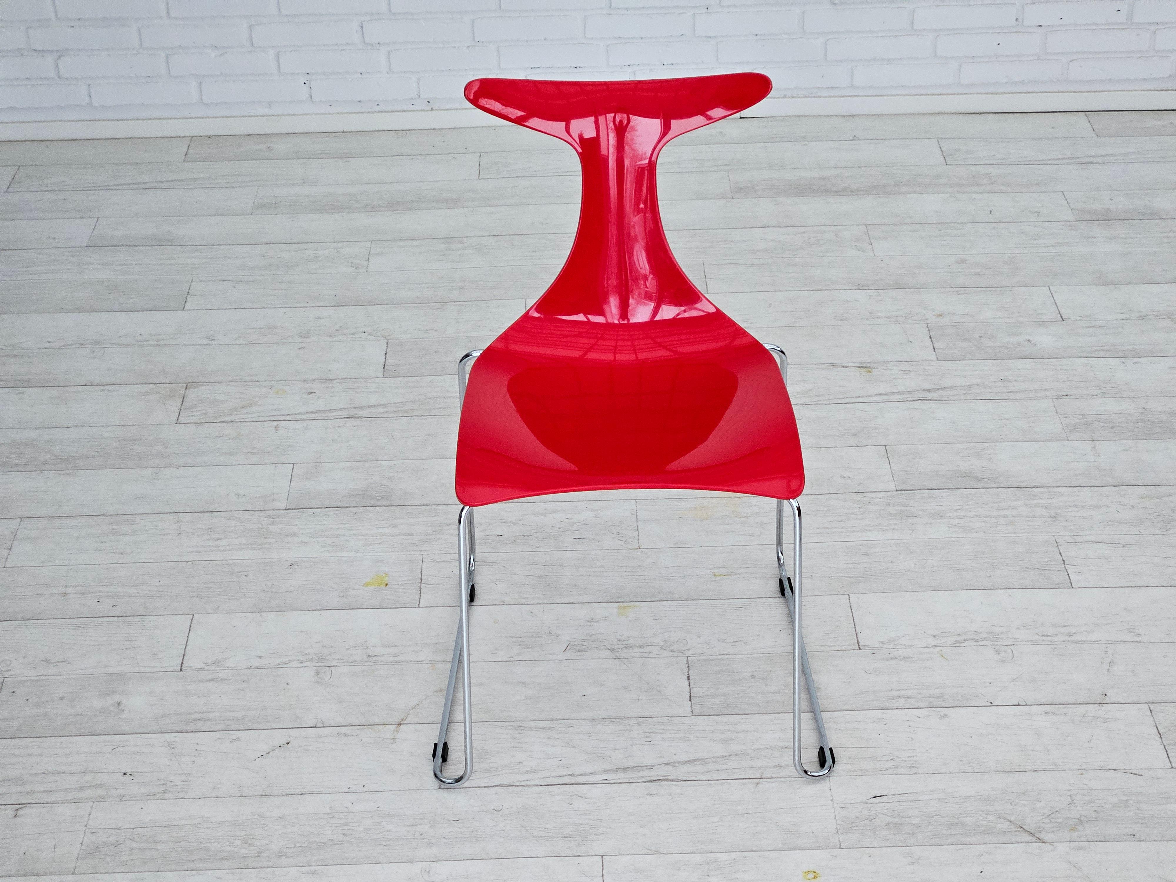 Années 1990, design italien de Gino Carollo, ensemble de 4 chaises, modèle « Delta », original. en vente 1
