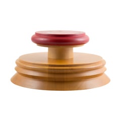 1990s Italian Design Red Rim Wooden Bowl by Ettore Sottsass for Twergi