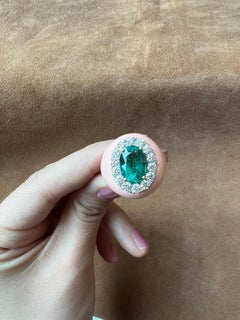 1990s Italian Enamel Emerald & Diamond Cocktail Ring