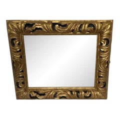1990s Italian Hand-Carved Giltwood Mirror with Hand-Painted Gold Gilded Finish
