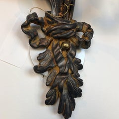 1990s Italian Hand-Carved Wood Three-Light Wall Sconce with Leaf & Ribbon Silver