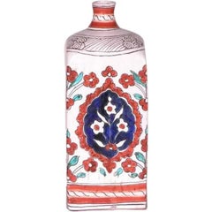 1990s Italian Hand-Painted Ceramic Bottle, Vintage Mediterranean Art Bottle