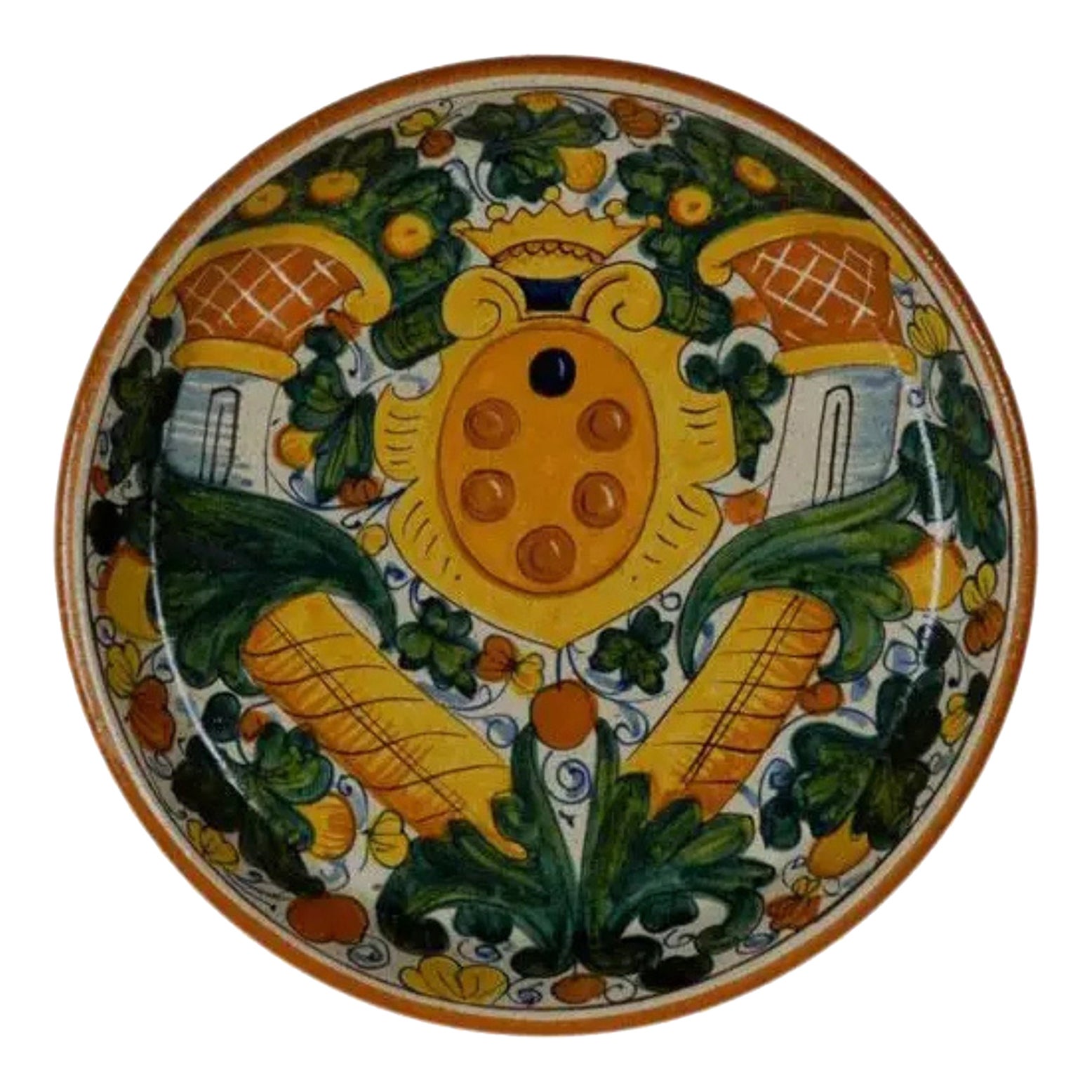 1990s Italian Hand-Painted Ceramic Platter, Mediterranean Art For Sale