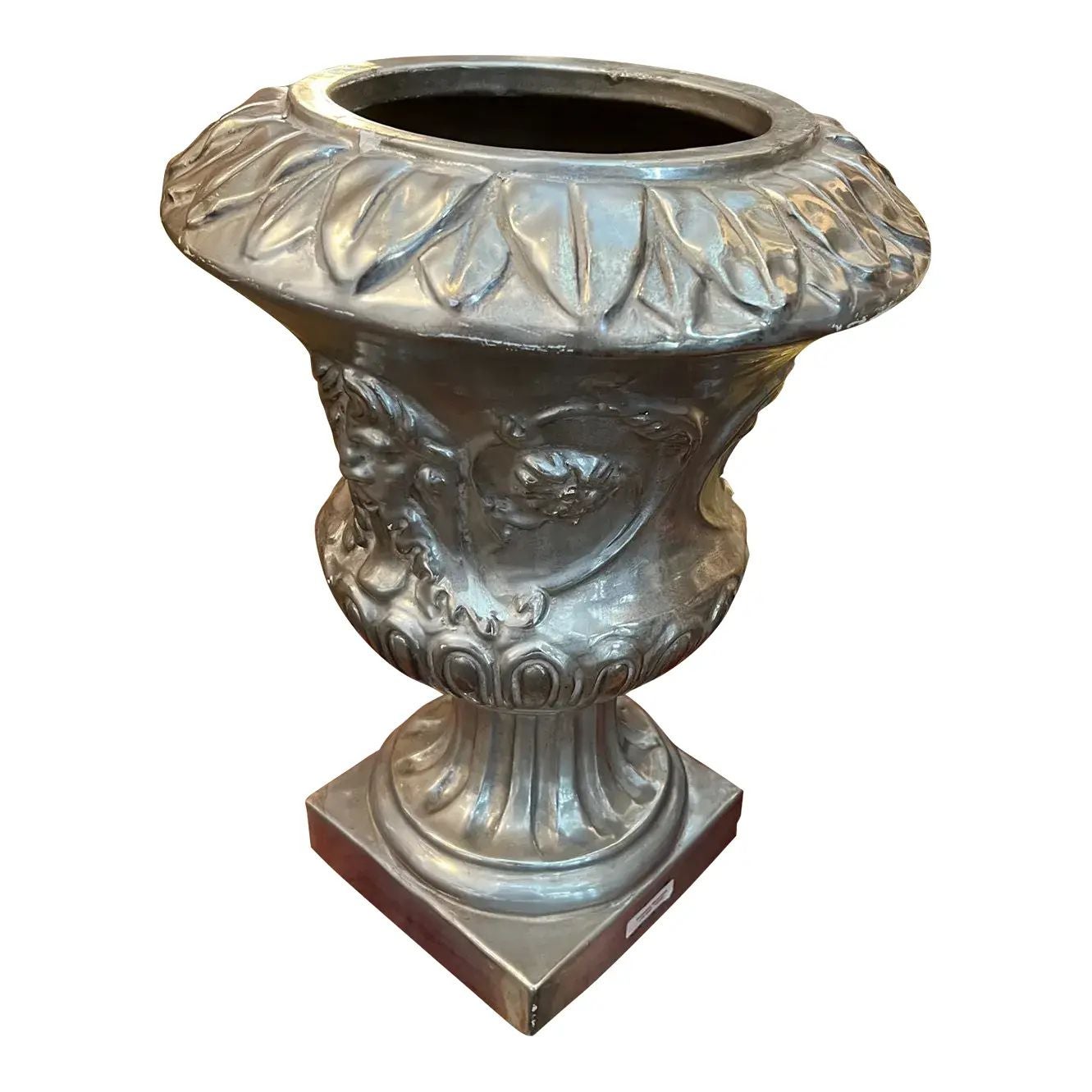 1990s Italian Hand-Painted Ceramic Urn with Silver Leaf, Mediterranean Art For Sale