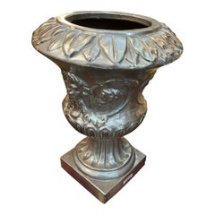 Urna de cerámica italiana pintada a mano de los años 90 con pan de plata, arte mediterráneo