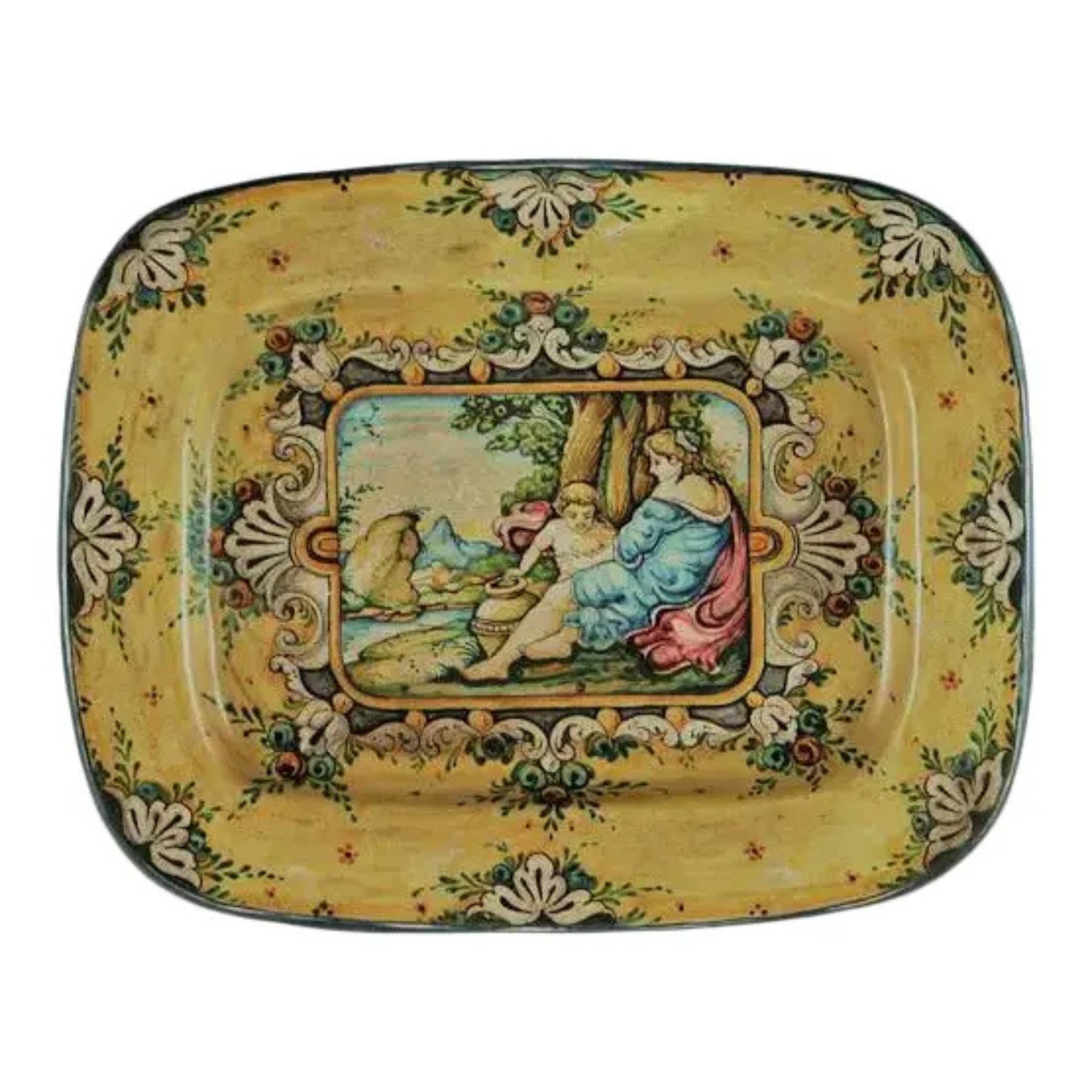 1990s Italian Hand-Painted Ceramic Wall Plate, Mediterranean Art