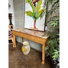 1990s Italian Hand-Painted Empire Style Console Table with Onyx Top and Fluted