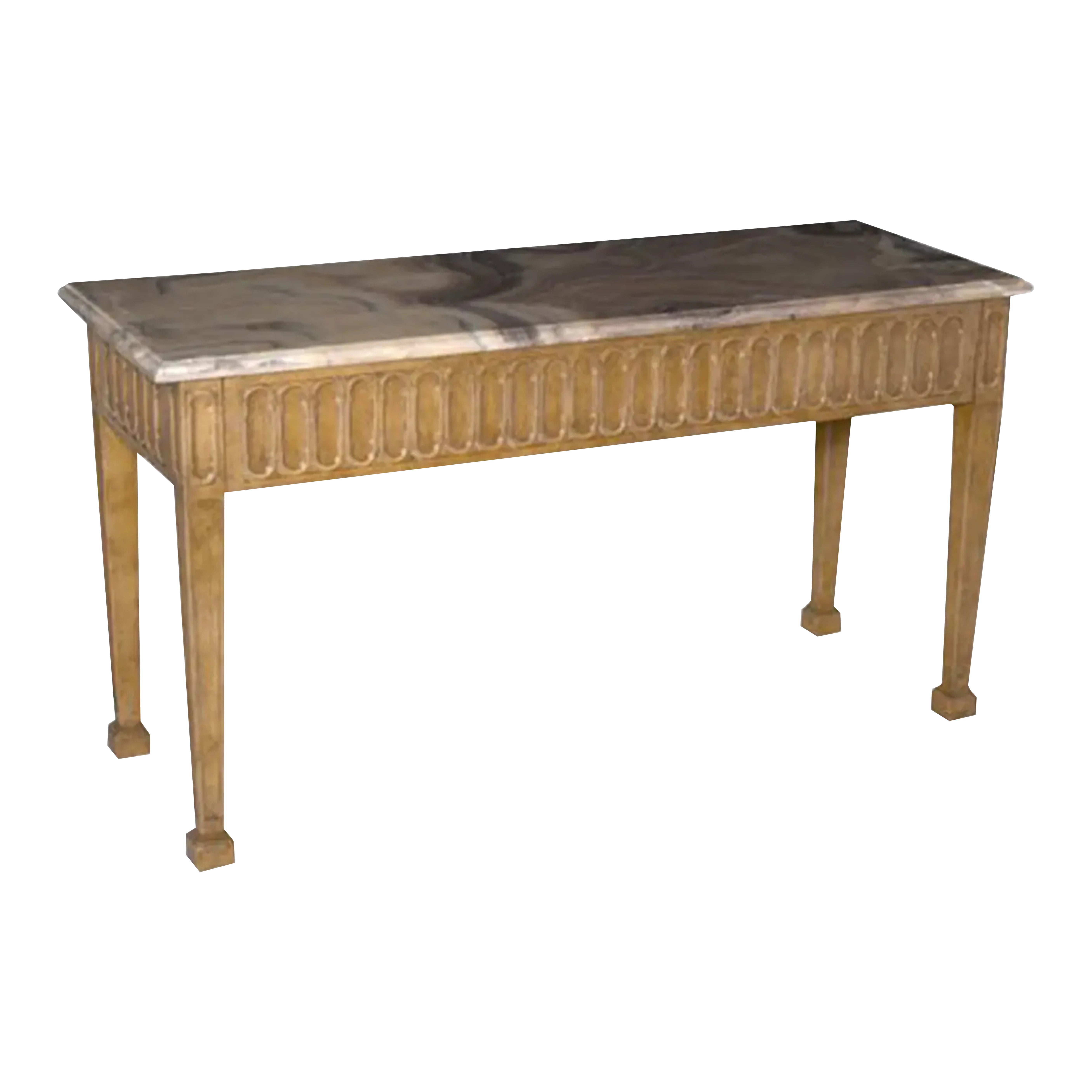 1990s Italian Hand-Painted Empire Console with Onyx Top For Sale