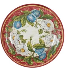 1990s Italian Hand-Painted Majolica Style Ceramic Wall Plate