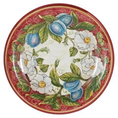 1990s Italian Hand-Painted Majolica Style Ceramic Wall Plate