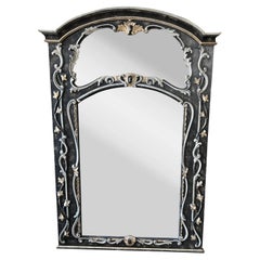 1990s Italian Handmade Hand-Carved Antiqued Mirror – Decorative Wall Accent
