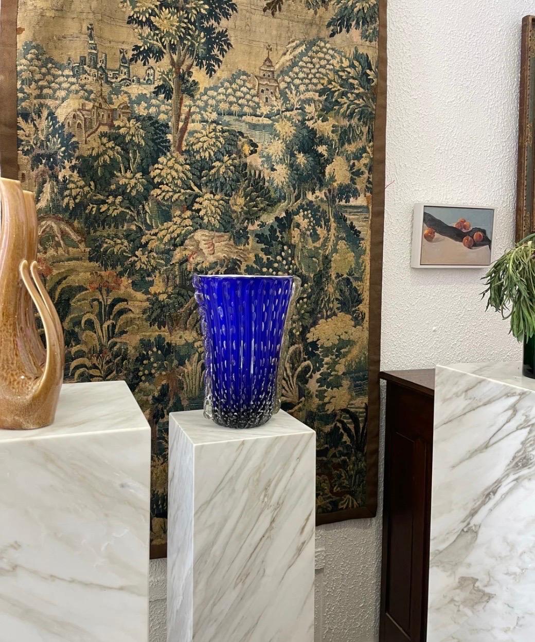 Fait main Vase italien de Murano bleu cobalt des années 1990  en vente